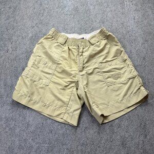 AFTCO Shorts Men 32 Beige Nylon Cargo Elastic 8" M01 Original Fishing B143